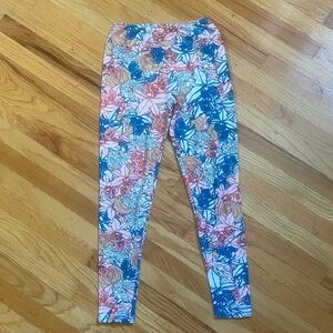 LuLaRoe Blue and Pink Floral Leggings